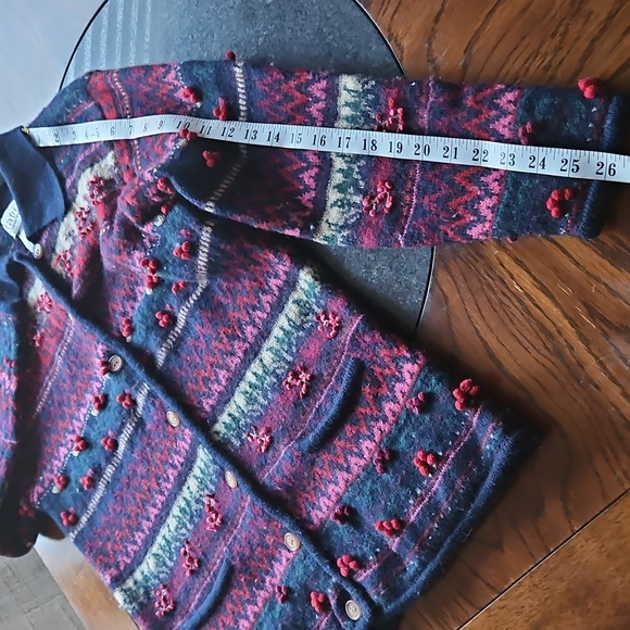 Tabi Vintage 90s Pure Wool Multicolor Knit Cardigan Size M - Picture 12 of 14